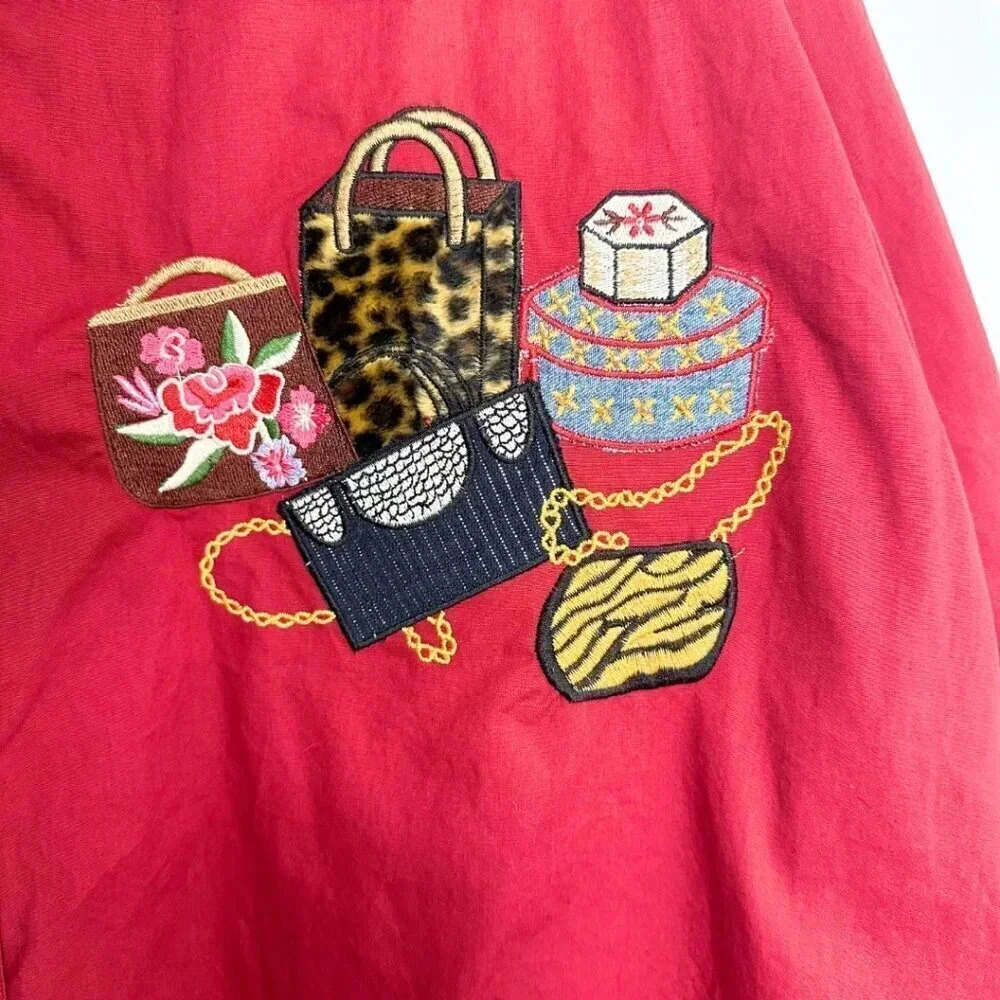 Bobbie Brooks Women's Embroidered Button Down Top Plus Size 22W/24W Red - Picture 5 of 7